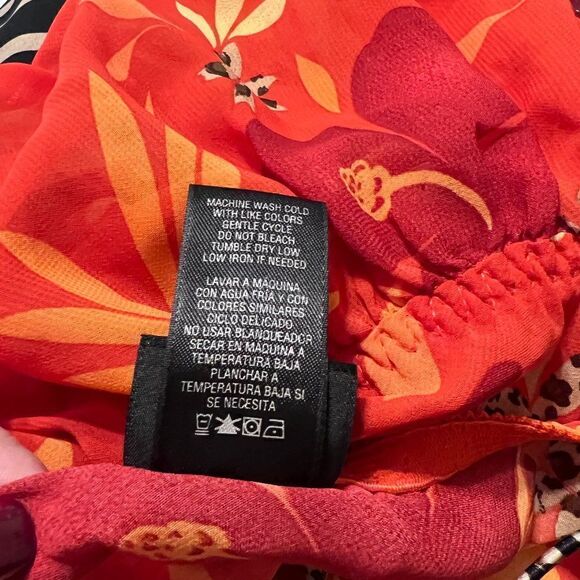 Secret Treasures Floral/Tropical Orange Camisole W/Leopard Trim Size 2X - Picture 7 of 7